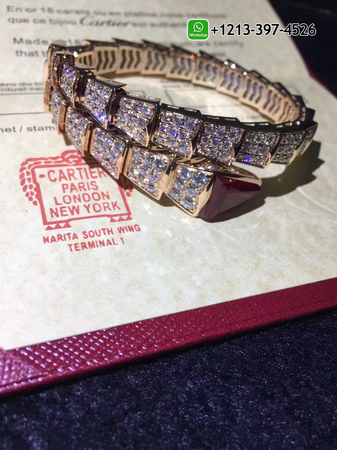 wzzcbbaywhe Custom Made Best Quality 1:1 Bvlgari Serpenti Viper 18k Rose Gold Full Pavé Piamonds and Rubellite One-coil Bracelet - High Quality 18k Gold and Diamond Luxury Distinctive Collection Designer Jewelry Customized Factory Price - Image 3
