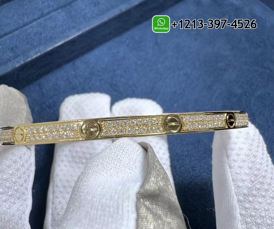 x3f4vpjljnu Custom Made Cartier Love Bracelet Pave Diamond Small Model 18k Yellow Gold - High Quality 18k Gold and Diamond Luxury Distinctive Collection Designer Jewelry Customized Factory Price - Image 2