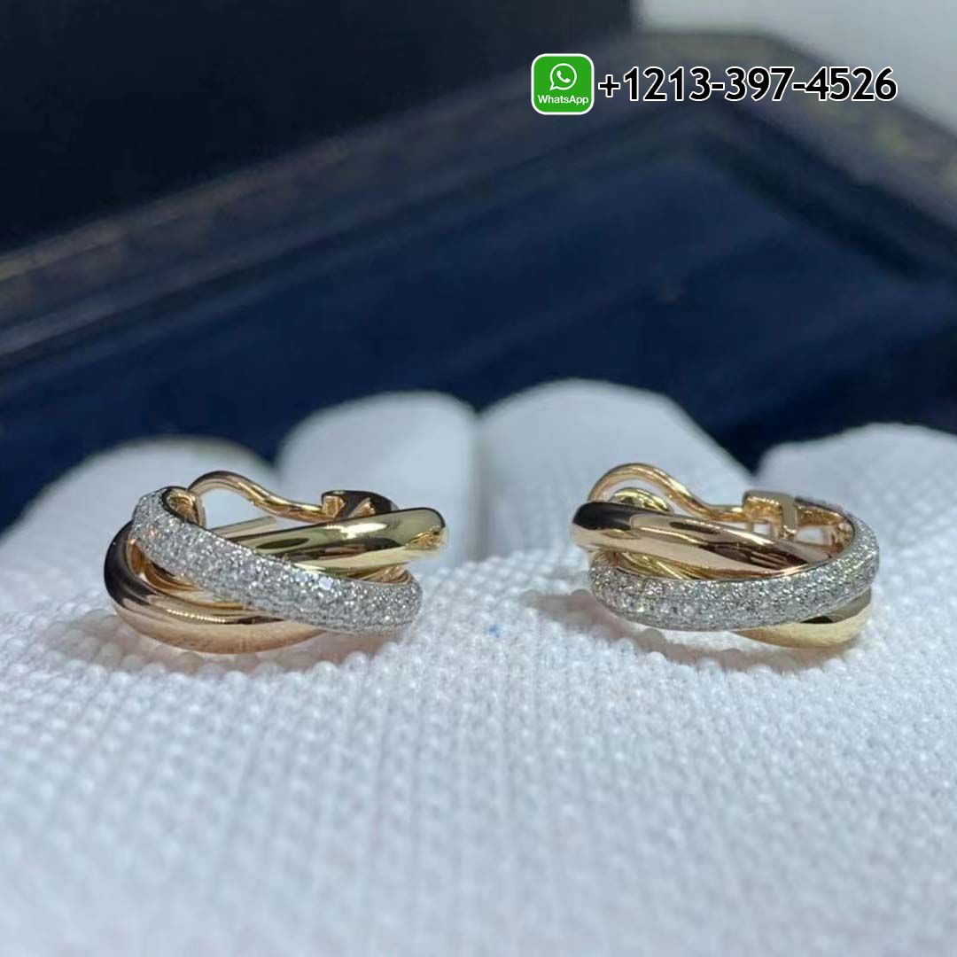Custom Made Best Quality 1:1 Cheap Cartier Classic 18k Gold Diamond Trinity Earrings - High Quality 18k Gold and Diamond Luxury Distinctive Collection Designer Jewelry Customized Factory Price Xbwikz5umwp