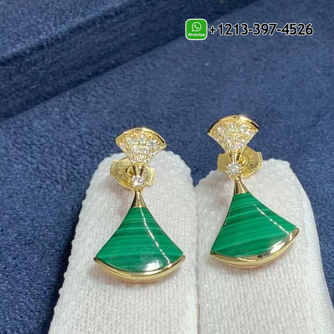 Custom Made Best Quality 1:1 Copy Bvlgari Diva’s Dream 18K Yellow Gold Malachite and Diamond Earrings - High Quality 18k Gold and Diamond Luxury Distinctive Collection Designer Jewelry Customized Factory Price Xdtxe2hg1jr