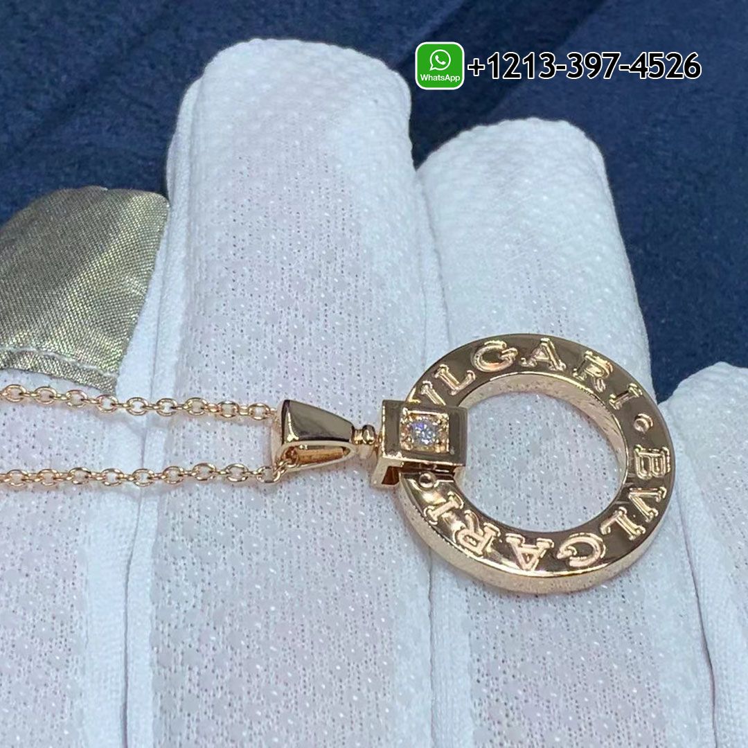 Custom Made Best Quality 1:1 Copy Bvlgari Necklace With 18K Rose Gold Pendant Set With a Diamond - High Quality 18k Gold and Diamond Luxury Distinctive Collection Designer Jewelry Customized Factory Price Xeti0134dqi