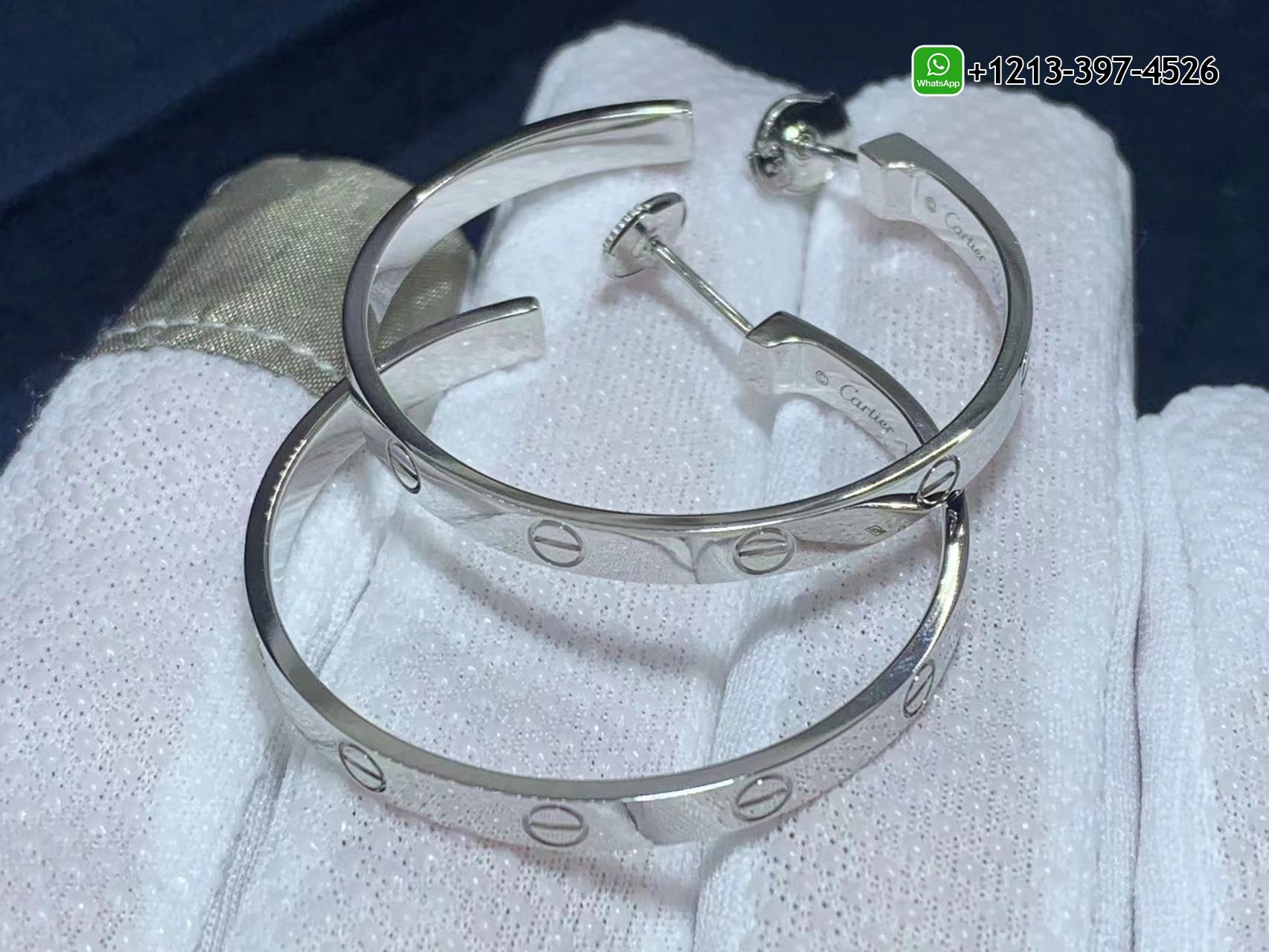 xhpk4ghitv0 Best Sellers 1:1 Quality Cheap Custom Made Cartier 18k White Gold LOVE 32.6mm Hoop Earrings - High Quality 18k Gold and Diamond Luxury Distinctive Collection Designer Jewelry Customized Factory Price - Image 5
