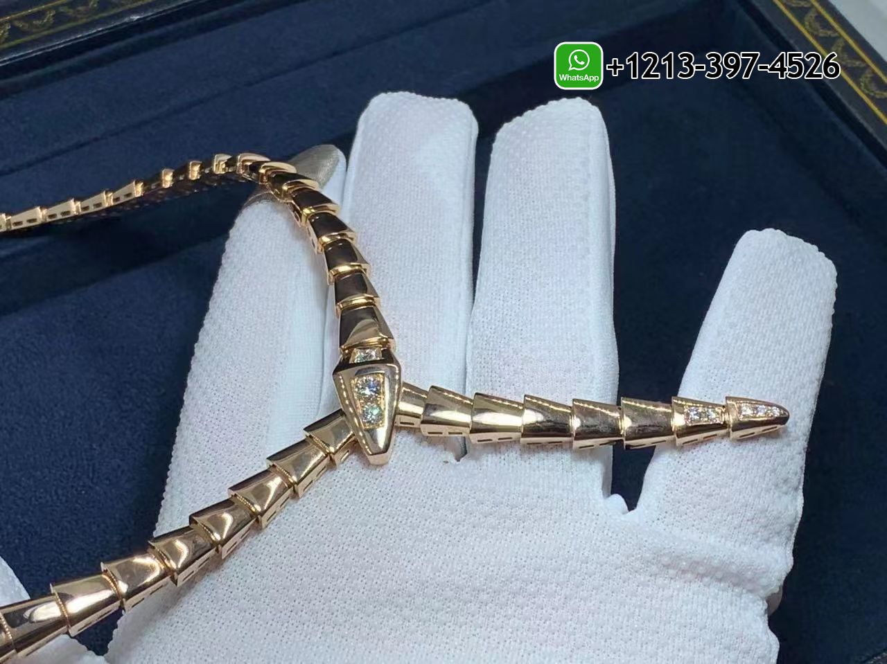 xpovjrfkije Best Sellers 1:1 Quality Cheap Custom Made Bvlgari Serpenti Viper 18k Rose Gold with Demi Pavé Diamonds Necklace - High Quality 18k Gold and Diamond Luxury Distinctive Collection Designer Jewelry Customized Factory Price - Image 3