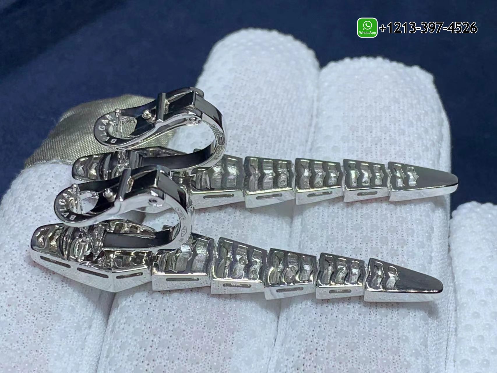 xqwnhwq2ye5 Best Sellers 1:1 Quality Cheap Custom Made Bvlgari Serpenti Viper 18k White Gold Full Pave Diamonds Drop Earrings - High Quality 18k Gold and Diamond Luxury Distinctive Collection Designer Jewelry Customized Factory Price - Image 4