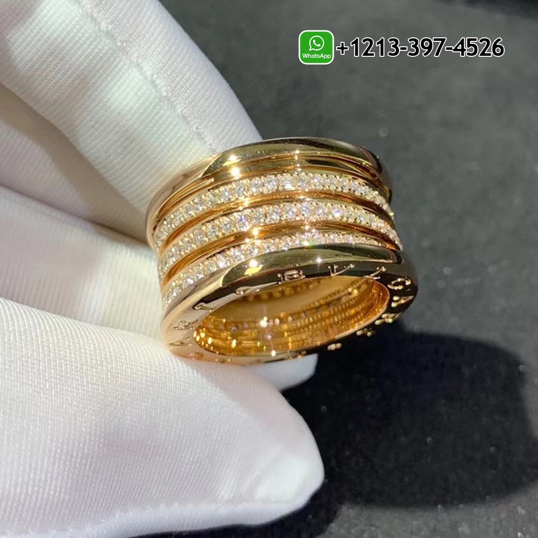 xsxsegsmzfb Bvlgari 4 Band B.Zero1 Diamond 18k Yellow Gold Ring - High Quality 18k Gold and Diamond Luxury Distinctive Collection Designer Jewelry Customized Factory Price - Image 6