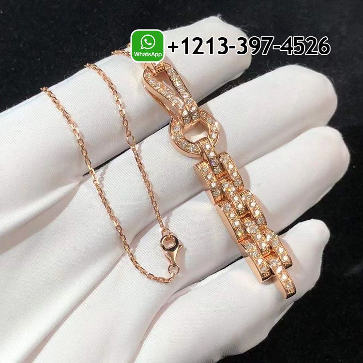 xuqvner2o1e Custom Made Best Sellers Quality 1:1 Cartier 18K Rose Gold Pave Diamond Agrafe Drop Pendant Necklace - High Quality 18k Gold and Diamond Luxury Distinctive Collection Designer Jewelry Customized Factory Price - Image 4