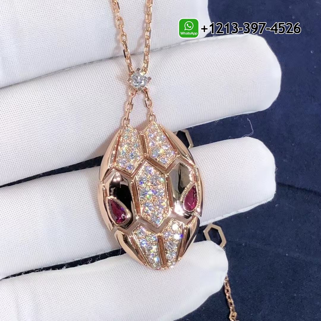 xxs5yz0mugw Custom Made Best Sellers Quality 1:1 Copy Bulgari Serpenti Rubellite 18K Rose Gold Diamond Necklace - High Quality 18k Gold and Diamond Luxury Distinctive Collection Designer Jewelry Customized Factory Price - Image 3