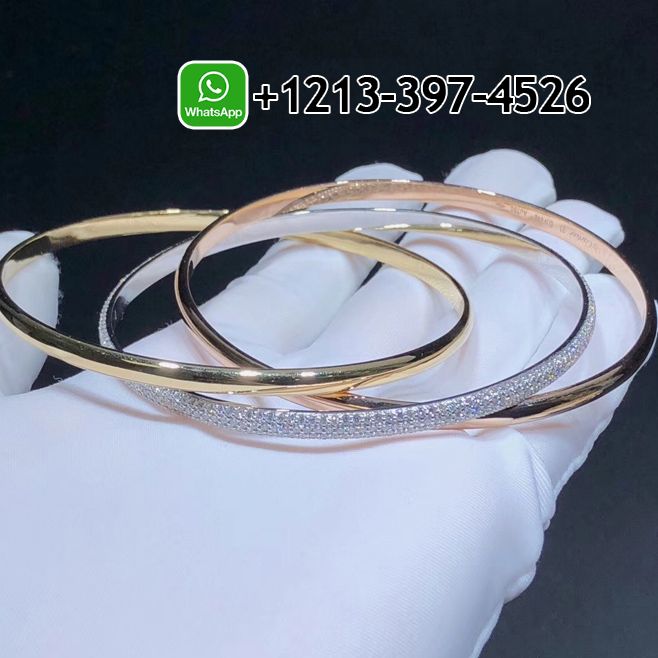 xz4m1i4h2d2 Custom Made Best Sellers Quality 1:1 Cartier Trinity Tri-Color 18K Gold Diamond Medium Model Bracelet - High Quality 18k Gold and Diamond Luxury Distinctive Collection Designer Jewelry Customized Factory Price - Image 5
