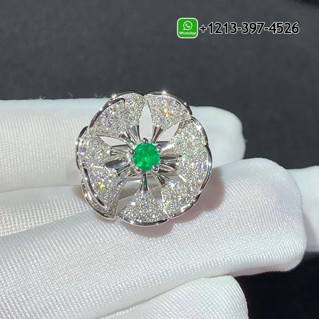 y0chqbehndq Custom Made Best Quality 1:1 Bvlgari 18K White Gold Emerald and Pave Diamonds Diva Dream Ring - High Quality 18k Gold and Diamond Luxury Distinctive Collection Designer Jewelry Customized Factory Price