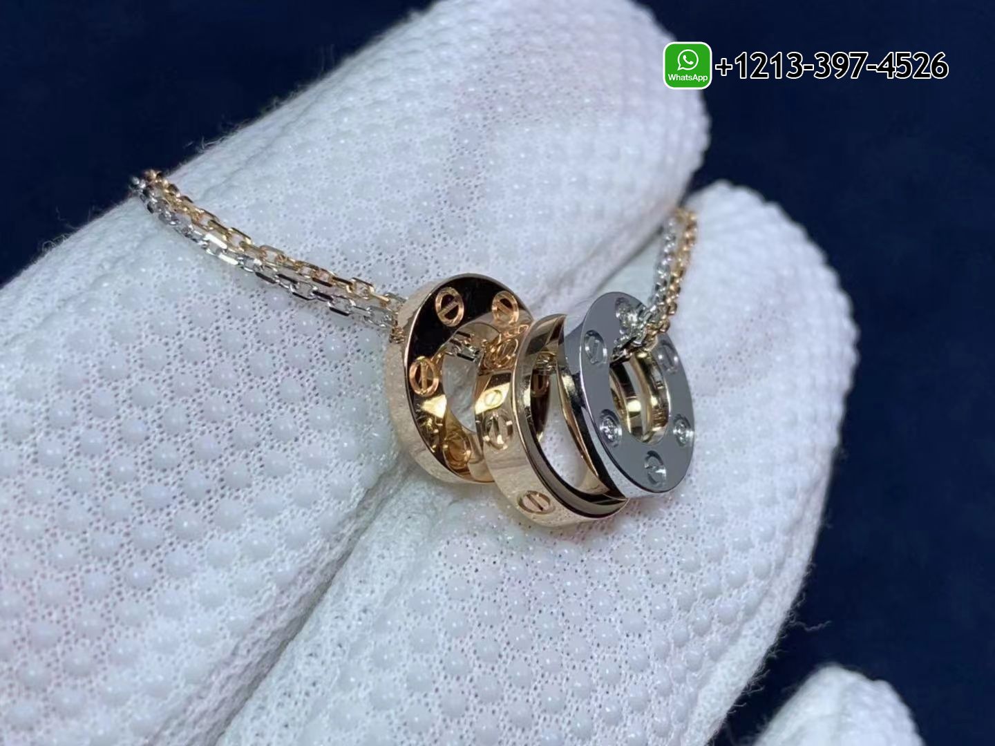 y2om1qqh1hx Custom Made Best Quality 1:1 Cartier 18K Gold 6 Diamonds De Love Necklace - High Quality 18k Gold and Diamond Luxury Distinctive Collection Designer Jewelry Customized Factory Price - Image 2