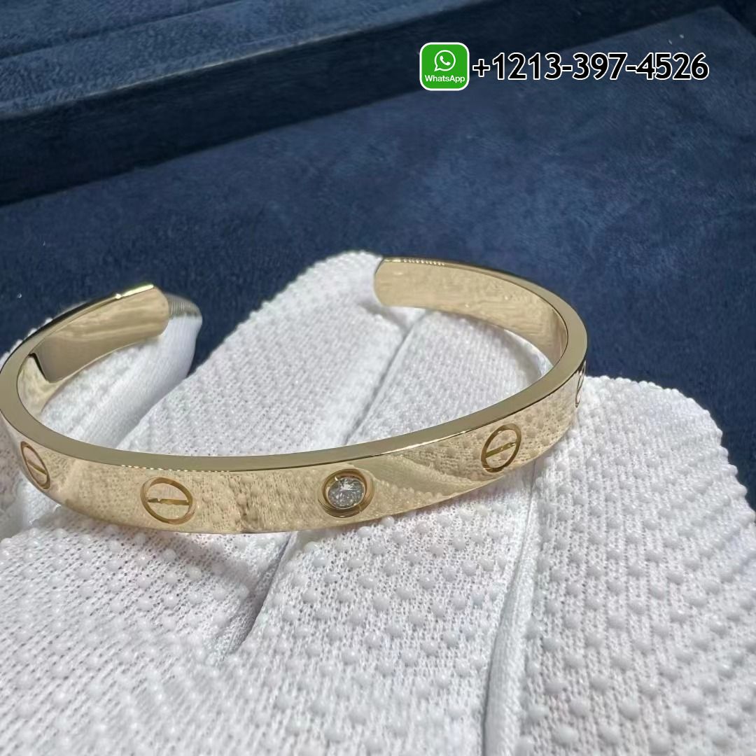 y4h4dgsdjyk Custom Made Best Sellers Quality 1:1 Replica Cartier 18K Yellow Gold 1 Diamond Love Open Cuff Bracelet - High Quality 18k Gold and Diamond Luxury Distinctive Collection Designer Jewelry Customized Factory Price - Image 6