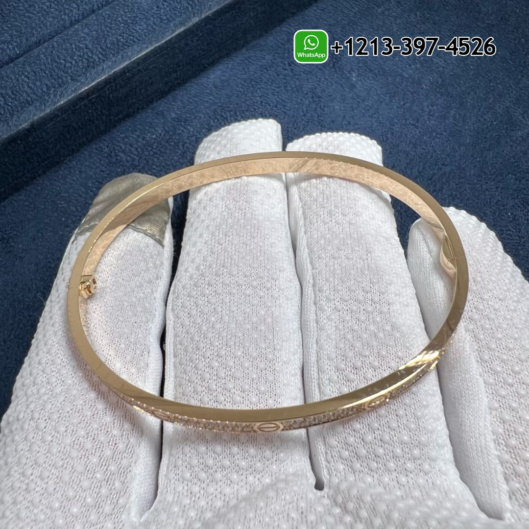 ya43a4dgffw Custom Made Top Quality Cartier 18K Rose Gold Diamond Paved Small Model LOVE Bracelet - High Quality 18k Gold and Diamond Luxury Distinctive Collection Designer Jewelry Customized Factory Price - Image 2