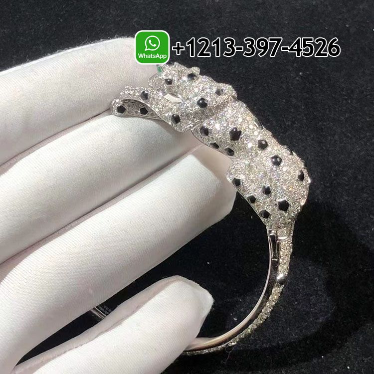 ye022sj5bas Custom Made Best Sellers Quality 1:1 Cartier Panthère de Cartier 18k White Gold Pave Diamonds High Jewelry Bracelet - High Quality 18k Gold and Diamond Luxury Distinctive Collection Designer Jewelry Customized Factory Price - Image 2