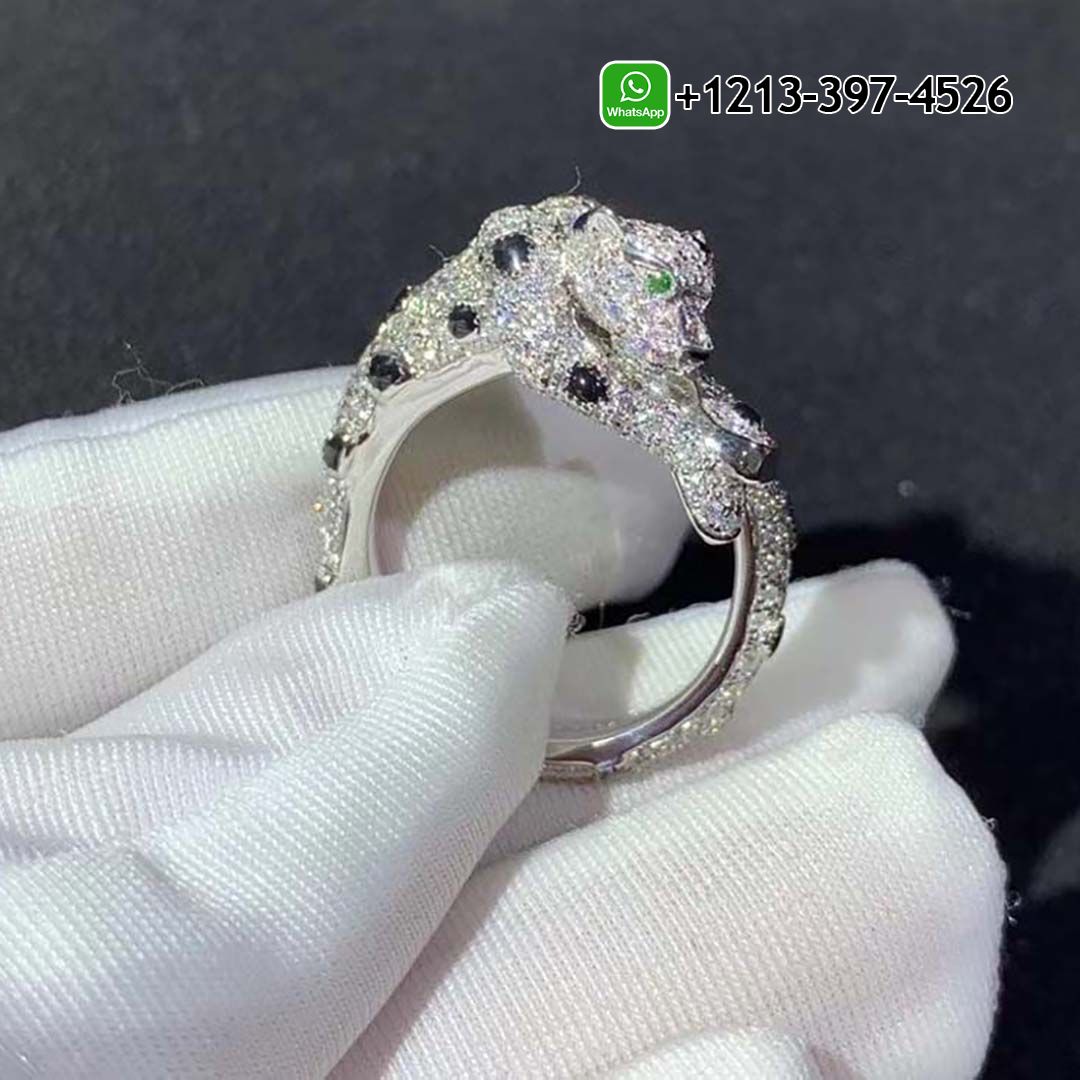 ygejixbe35j Custom Made Best Quality 1:1 Cheap Cartier Panthere 18k White Gold Diamond Paved Onyx Ring - High Quality 18k Gold and Diamond Luxury Distinctive Collection Designer Jewelry Customized Factory Price