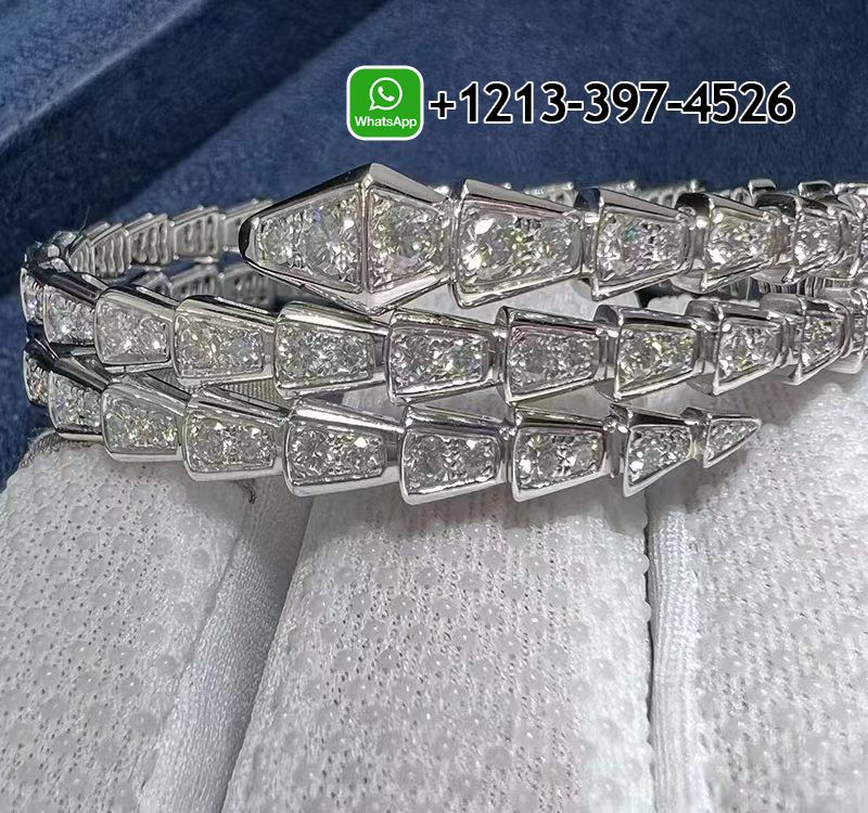 yjov5rcvfg1 Best Quality Bvlgari Serpenti Viper 18K White Gold & Pavé Diamond 2-Coil Bracelet - High Quality 18k Gold and Diamond Luxury Distinctive Collection Designer Jewelry Customized Factory Price - Image 2