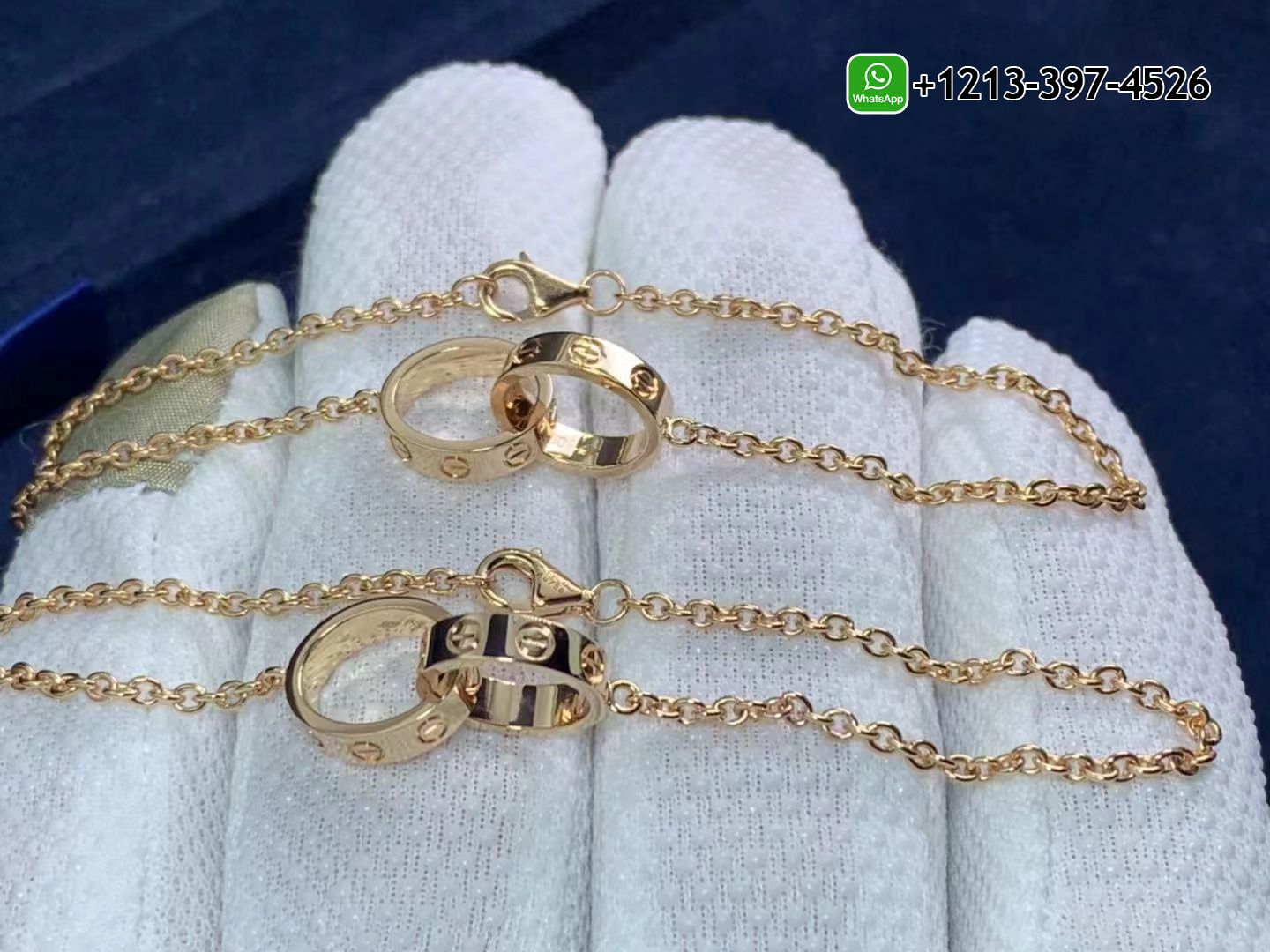 yknz4amanhc Custom Made Best Quality 1:1 Cartier 18k Rose Gold Love 2 Hoops Gold Chain Bracelet - High Quality 18k Gold and Diamond Luxury Distinctive Collection Designer Jewelry Customized Factory Price - Image 2