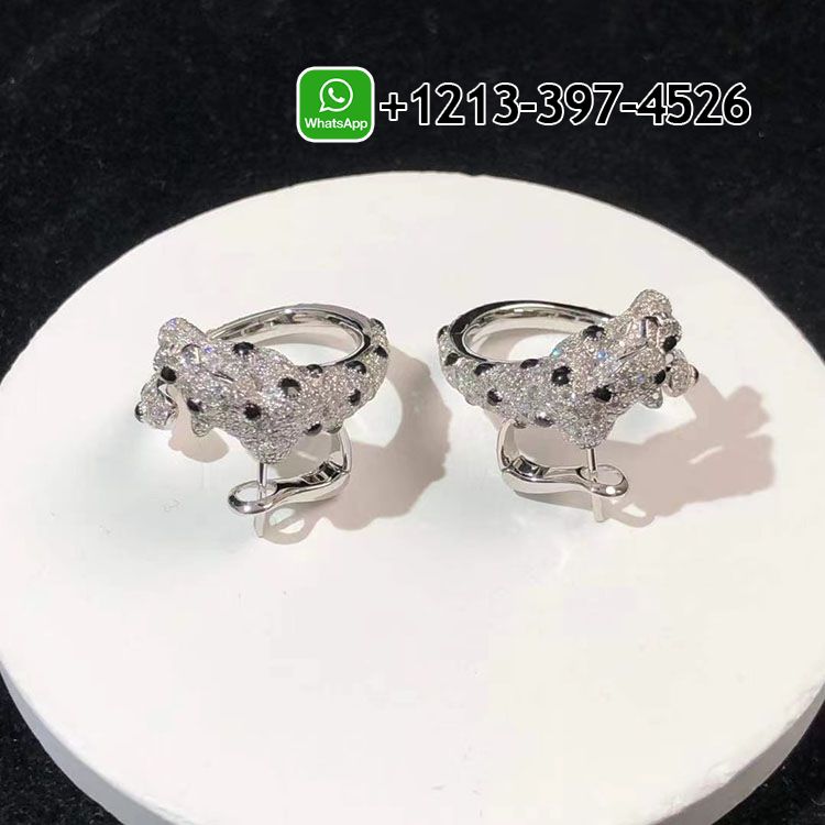 ynaybmfnml5 Custom Made Best Quality 1:1 Cheap Cartier 18k White Gold Pave Diamond Panthère de Cartier Earrings - High Quality 18k Gold and Diamond Luxury Distinctive Collection Designer Jewelry Customized Factory Price - Image 2