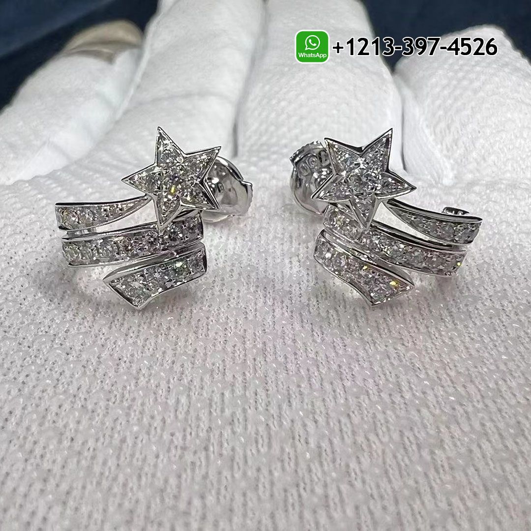 Quality 1:1 Copy Chanel étoile Filante 18K White Gold Diamond Earrings - High Quality 18k Gold and Diamond Luxury Distinctive Collection Designer Jewelry Customized Factory Price
