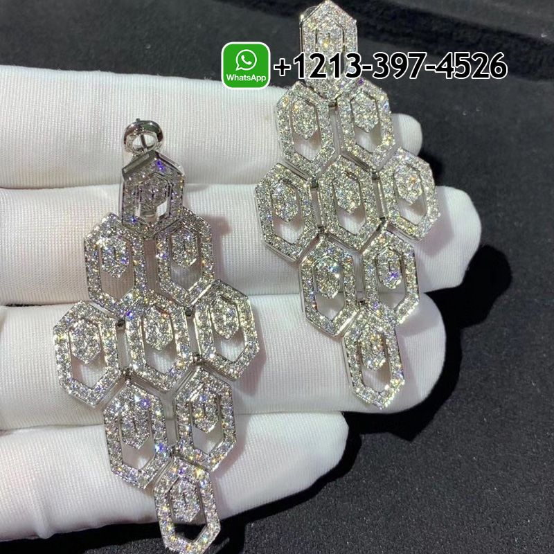 yurbc25n0ct Custom Made Best Sellers Quality 1:1 Bvlgari Serpenti 18K White Gold 5.11 ct Full Pave Diamonds Earrings - High Quality 18k Gold and Diamond Luxury Distinctive Collection Designer Jewelry Customized Factory Price - Image 2
