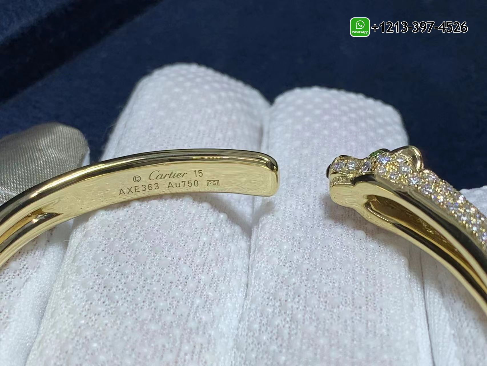 yv11ptztsj2 Best Sellers 1:1 Quality Cheap Custom Made Cartier 18K Yellow Gold Diamond Emerald Onyx Small Model Panthere De Cartier Bracelet - High Quality 18k Gold and Diamond Luxury Distinctive Collection Designer Jewelry Customized Factory Price - Image 3