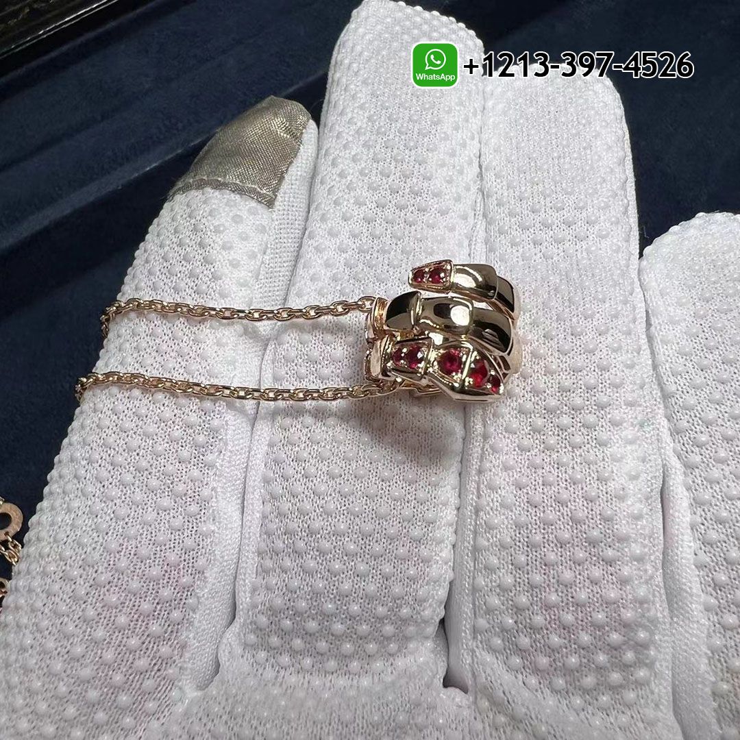 yzrj5b4vpk5 Custom Bulgari Serpenti Viper Pendant Necklace In 18 Kt Rose Gold, Set With Pavé Ruby on the Head and Tail - High Quality 18k Gold and Diamond Luxury Distinctive Collection Designer Jewelry Customized Factory Price