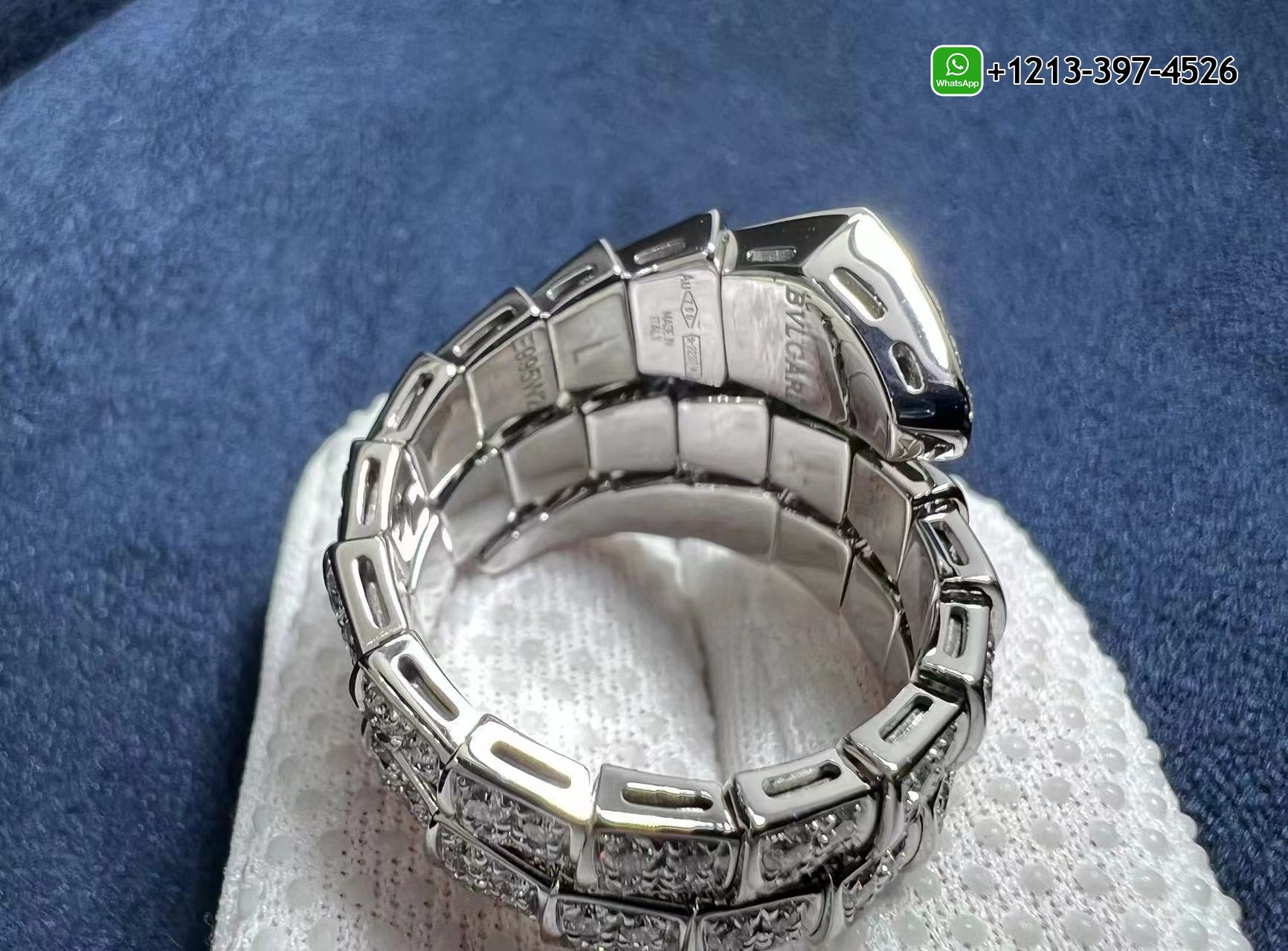 z1sasxgwigk Custom Made Best Quality 1:1 Copy Bvlgari Serpenti Viper Two-Coil 18K White Gold Full Diamond Paved Snake Ring - High Quality 18k Gold and Diamond Luxury Distinctive Collection Designer Jewelry Customized Factory Price - Image 5