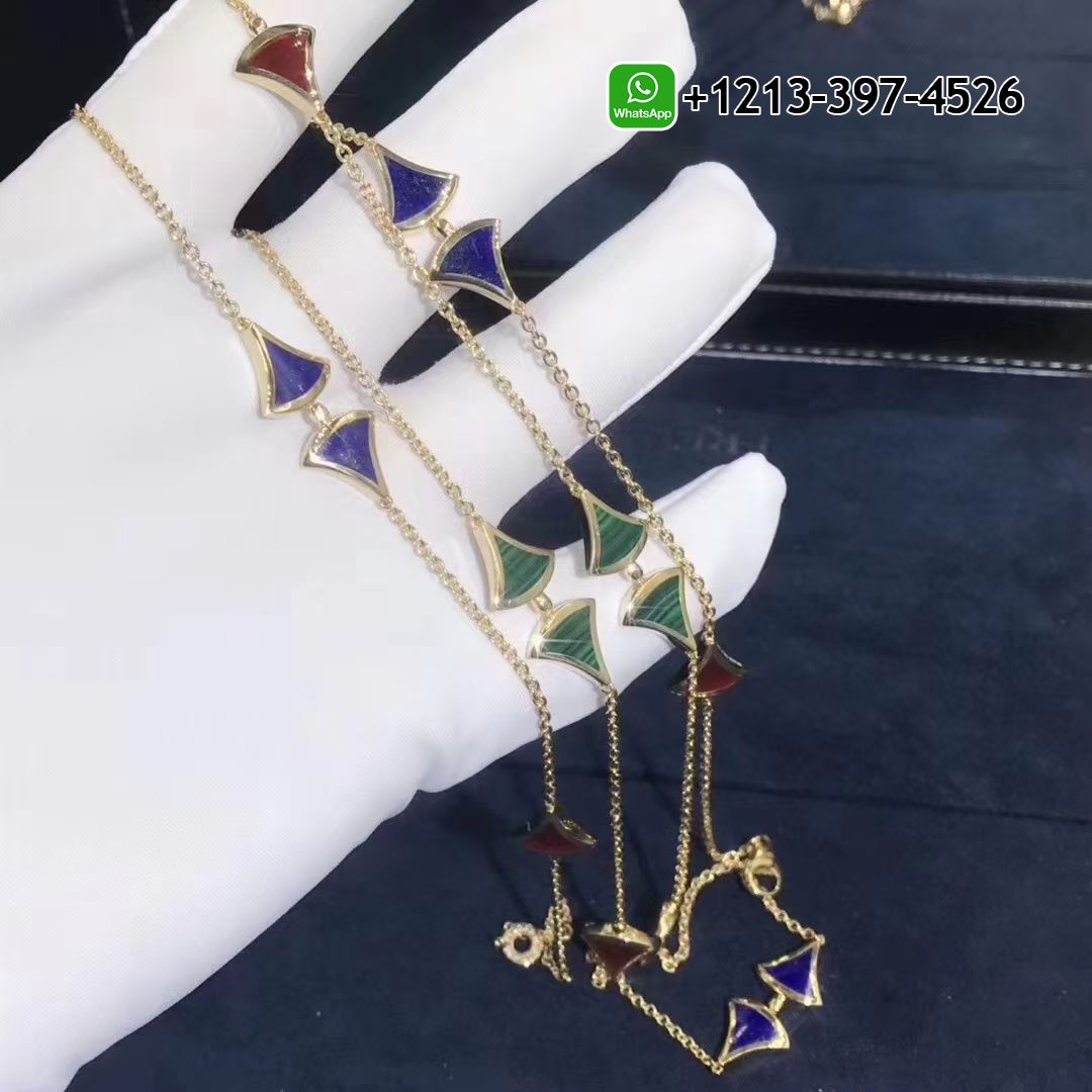 z20rbsgo1t1 Custom Made Best Sellers Quality 1:1 Bulgari Divas’ Dream Necklace 18K Yellow Gold Carnelian Lapis Malachite Sautoir Necklace - High Quality 18k Gold and Diamond Luxury Distinctive Collection Designer Jewelry Customized Factory Price - Image 2