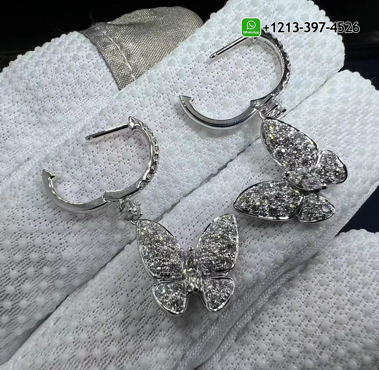 zae1uogqtgv Custom Made Best Sellers Quality 1:1 Copy Graff Pavé Butterfly 18K White Gold Diamond Drop Earrings - High Quality 18k Gold and Diamond Luxury Distinctive Collection Designer Jewelry Customized Factory Price - Image 4