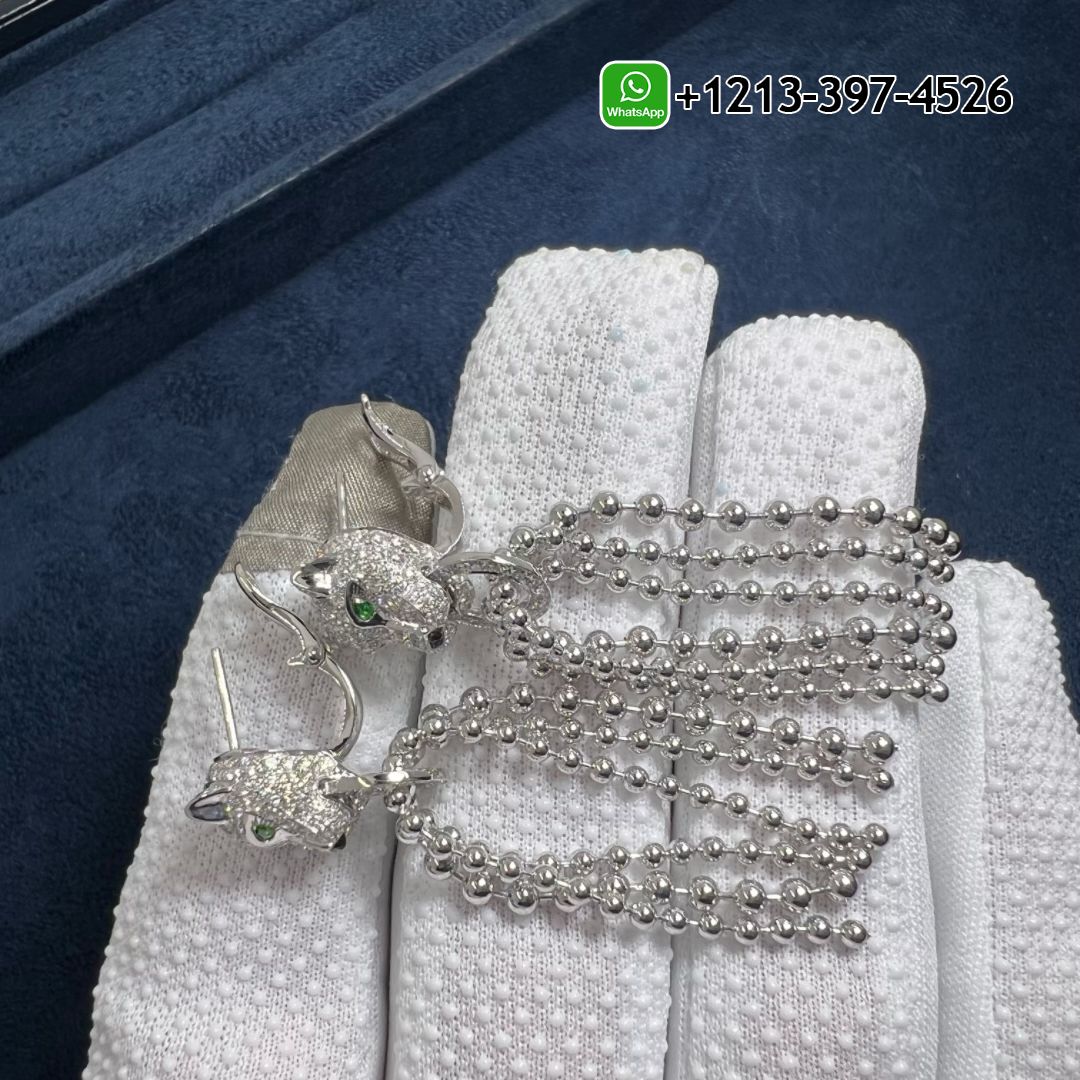 zcrdnkosio4 Custom Made Best Quality 1:1 Cartier 18K White Gold 1.48ct Diamond Panthere de Cartier Tassel Earrings - High Quality 18k Gold and Diamond Luxury Distinctive Collection Designer Jewelry Customized Factory Price - Image 6
