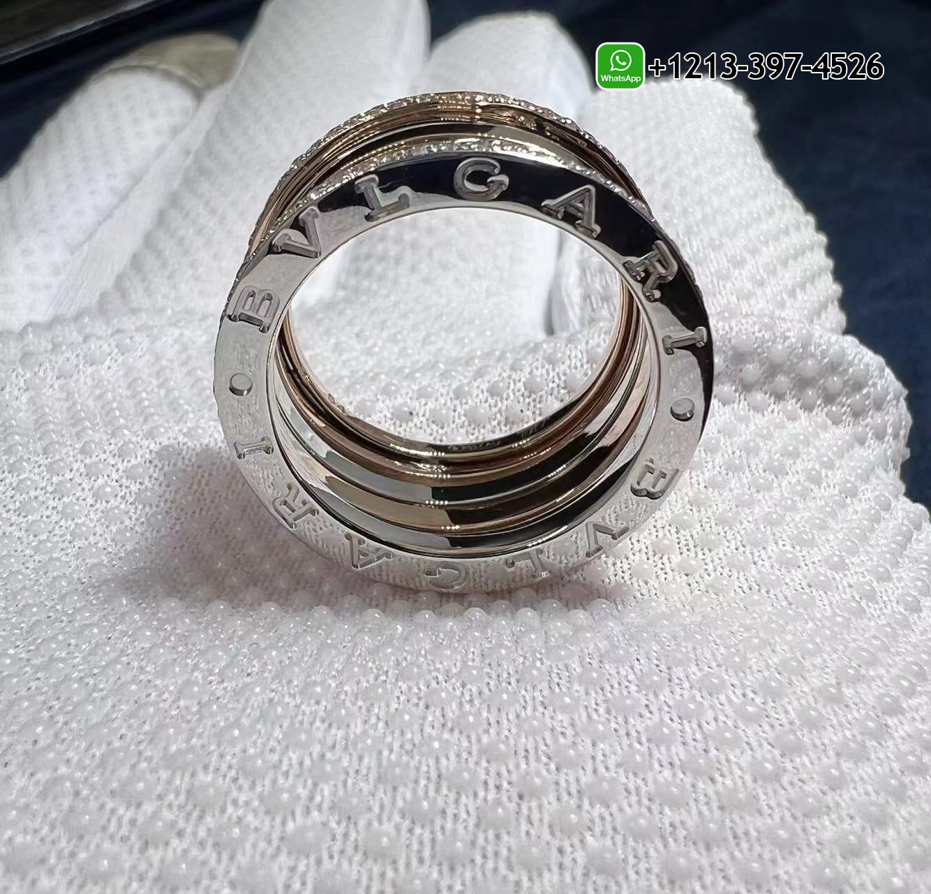 zdbdmiva5ls Best Sellers 1:1 Quality Cheap Custom Made Bvlgari B.Zero1 18kt Rose Gold and White Gold With Diamonds Ring - High Quality 18k Gold and Diamond Luxury Distinctive Collection Designer Jewelry Customized Factory Price - Image 12