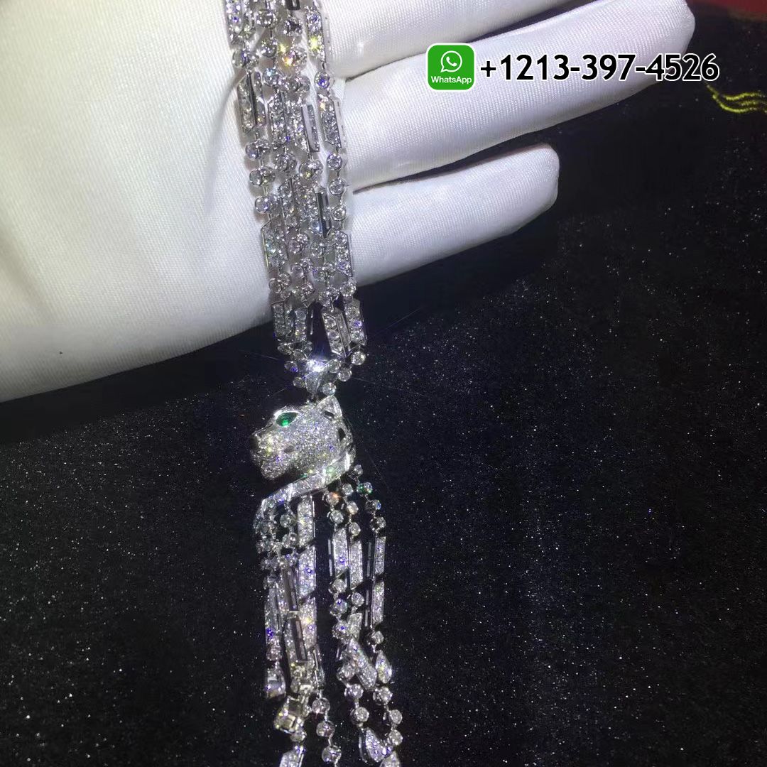 zfbg3bgqhxa Custom Made Best Quality 1:1 Panthere de Cartier Pave Diamonds Emeralds Onyx 18k White Gold High Jewelry Necklace - High Quality 18k Gold and Diamond Luxury Distinctive Collection Designer Jewelry Customized Factory Price - Image 3