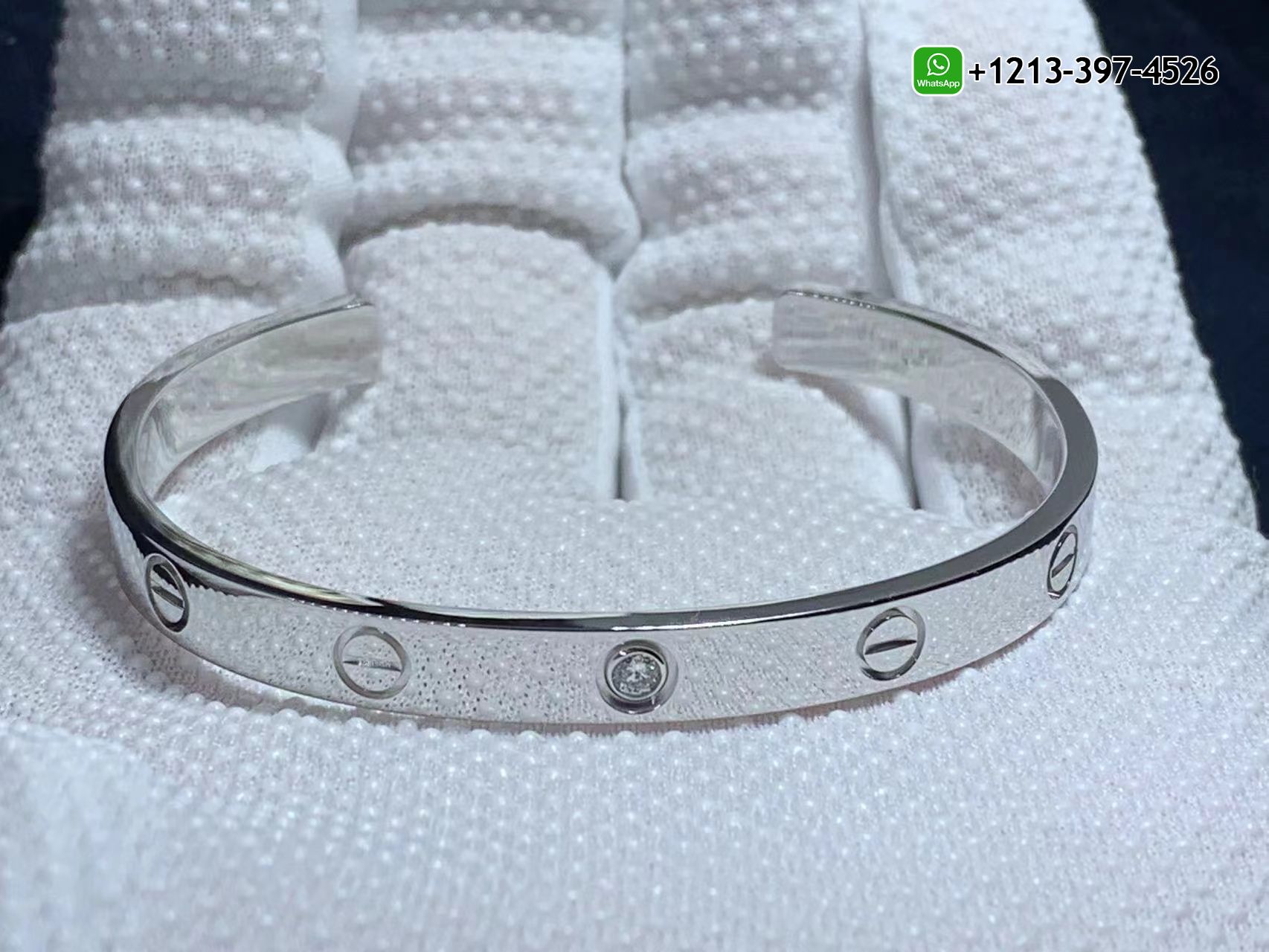 zhlkzsmf2k2 Custom Made Best Quality 1:1 Cartier 18K White Gold 1 Diamond LOVE Cuff Bracelet - High Quality 18k Gold and Diamond Luxury Distinctive Collection Designer Jewelry Customized Factory Price - Image 7