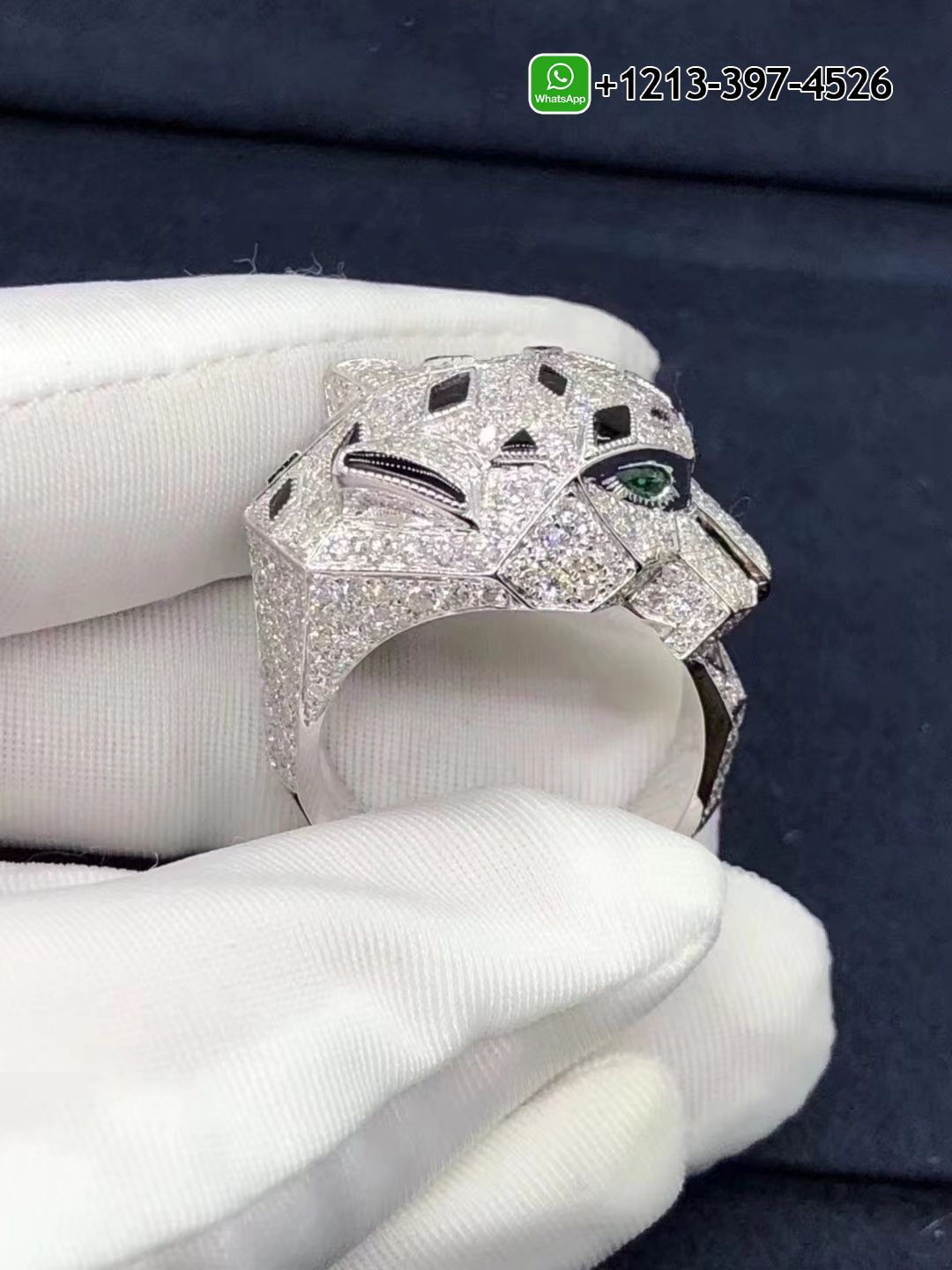 zhx2ppopjhr Custom Made Best Quality 1:1 Cartier 18K White Gold Diamond Paved Panthère de Cartier Ring - High Quality 18k Gold and Diamond Luxury Distinctive Collection Designer Jewelry Customized Factory Price - Image 4