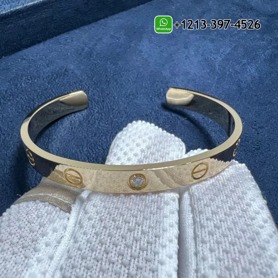 zi0zjqpiigo Custom Made Best Sellers Quality 1:1 Replica Cartier 18K Yellow Gold 1 Diamond Love Open Cuff Bracelet - High Quality 18k Gold and Diamond Luxury Distinctive Collection Designer Jewelry Customized Factory Price - Image 7