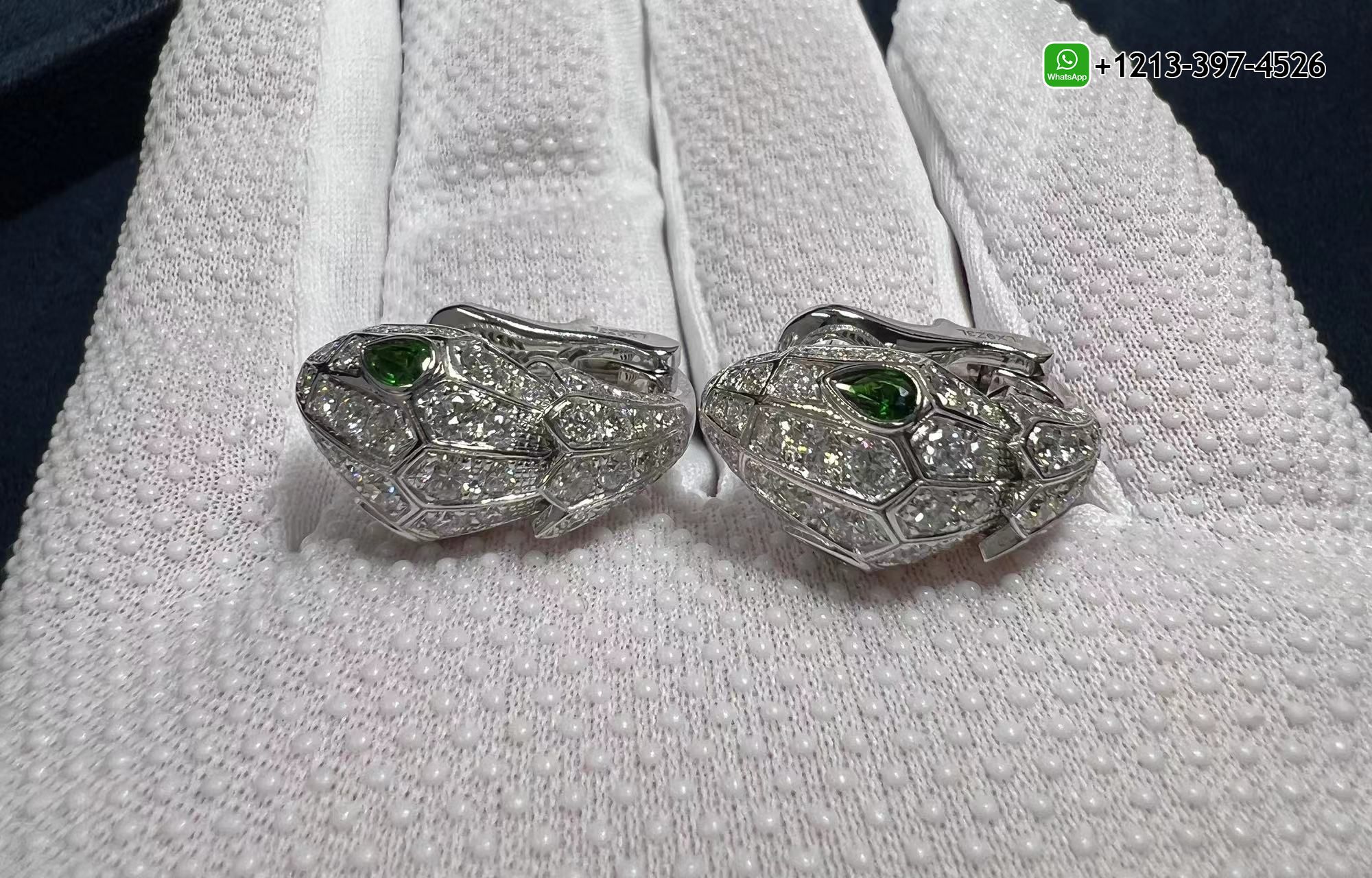 zo34vhynxkc Bvlgari Serpenti 18k White Gold Emerald Eyes and Pavé Diamonds Earrings 354702 - High Quality 18k Gold and Diamond Luxury Distinctive Collection Designer Jewelry Customized Factory Price - Image 7