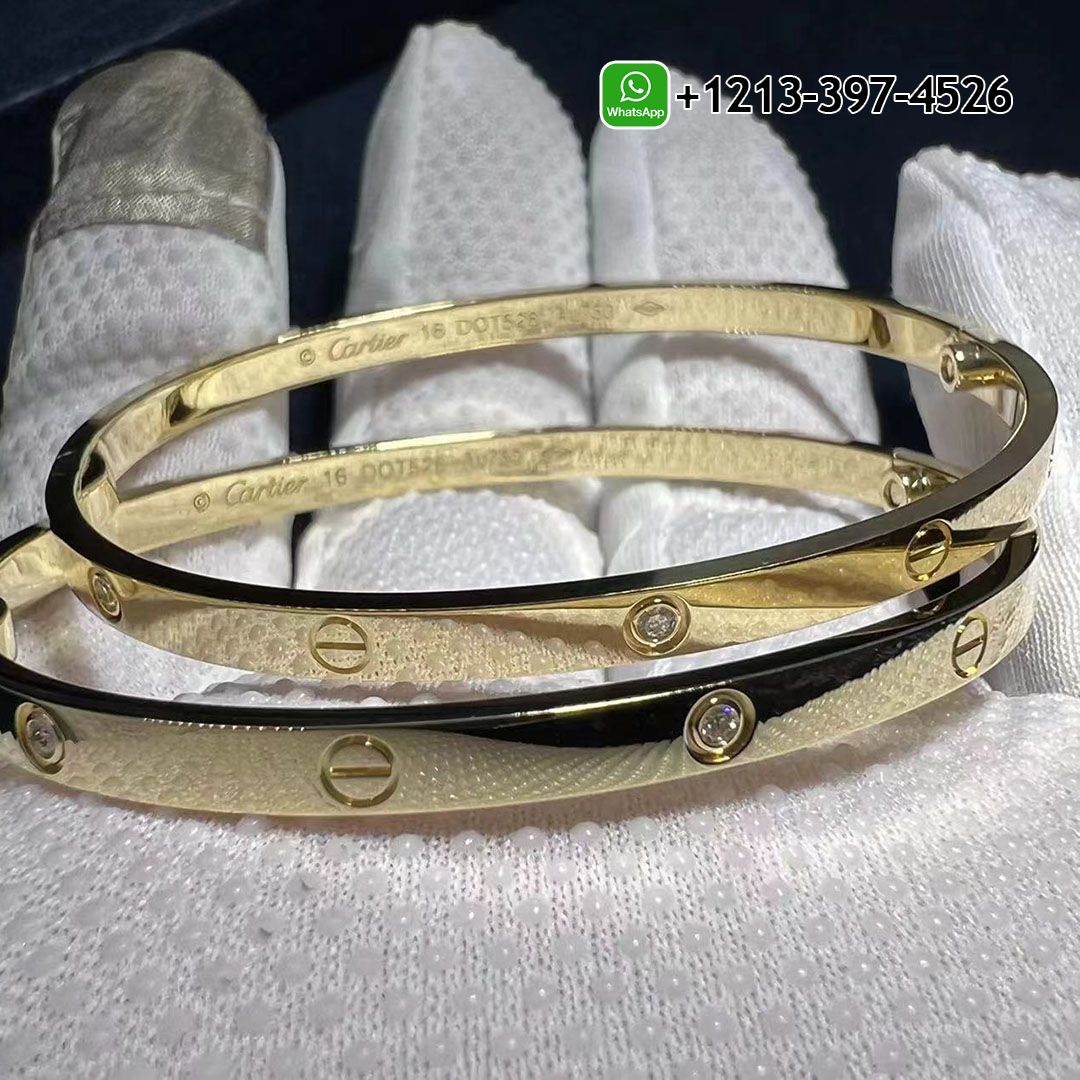 1:1 Copy Cartier Love 6 Diamonds 18k Yellow Gold Small Model Bracelet - High Quality 18k Gold and Diamond Luxury Distinctive Collection Designer Jewelry Customized Factory Price