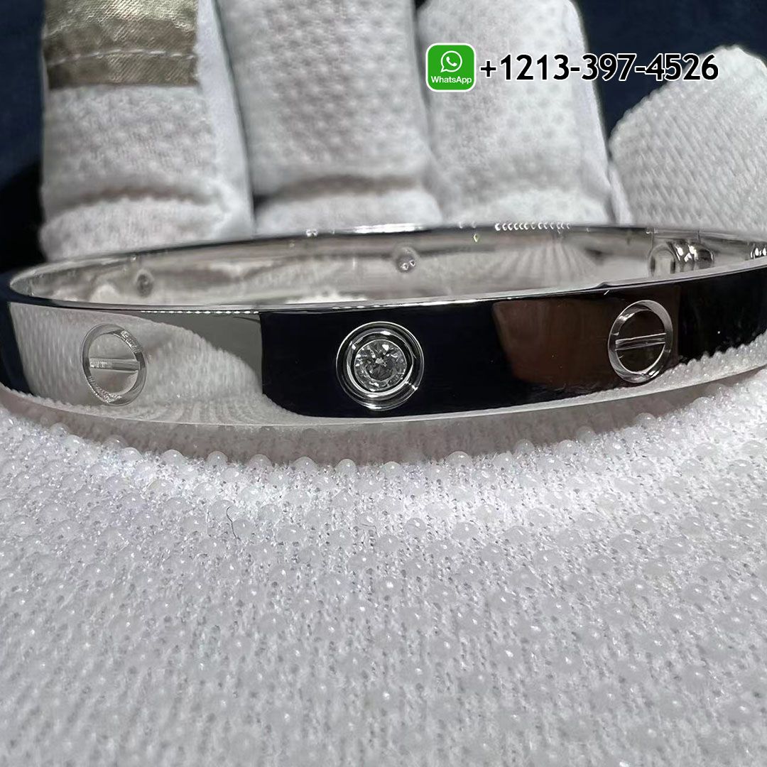 1:1 Best Quality Cartier Love 4 Diamonds 18k White Gold Bracelet Replica - High Quality 18k Gold and Diamond Luxury Distinctive Collection Designer Jewelry Customized Factory Price