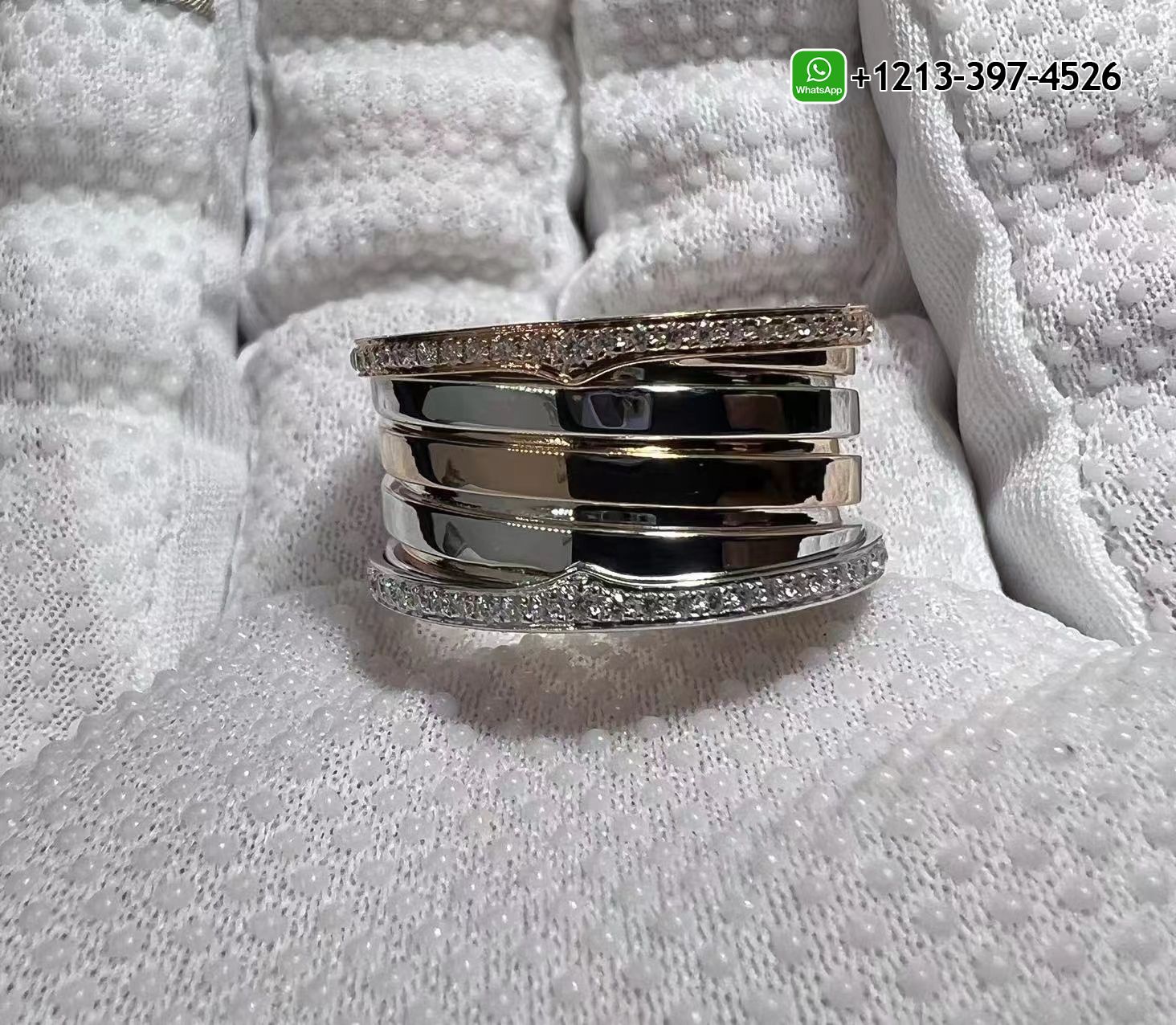 ztvrulbtouj Best Sellers 1:1 Quality Cheap Custom Made Bvlgari B.Zero1 18kt Rose Gold and White Gold With Diamonds Ring - High Quality 18k Gold and Diamond Luxury Distinctive Collection Designer Jewelry Customized Factory Price - Image 7