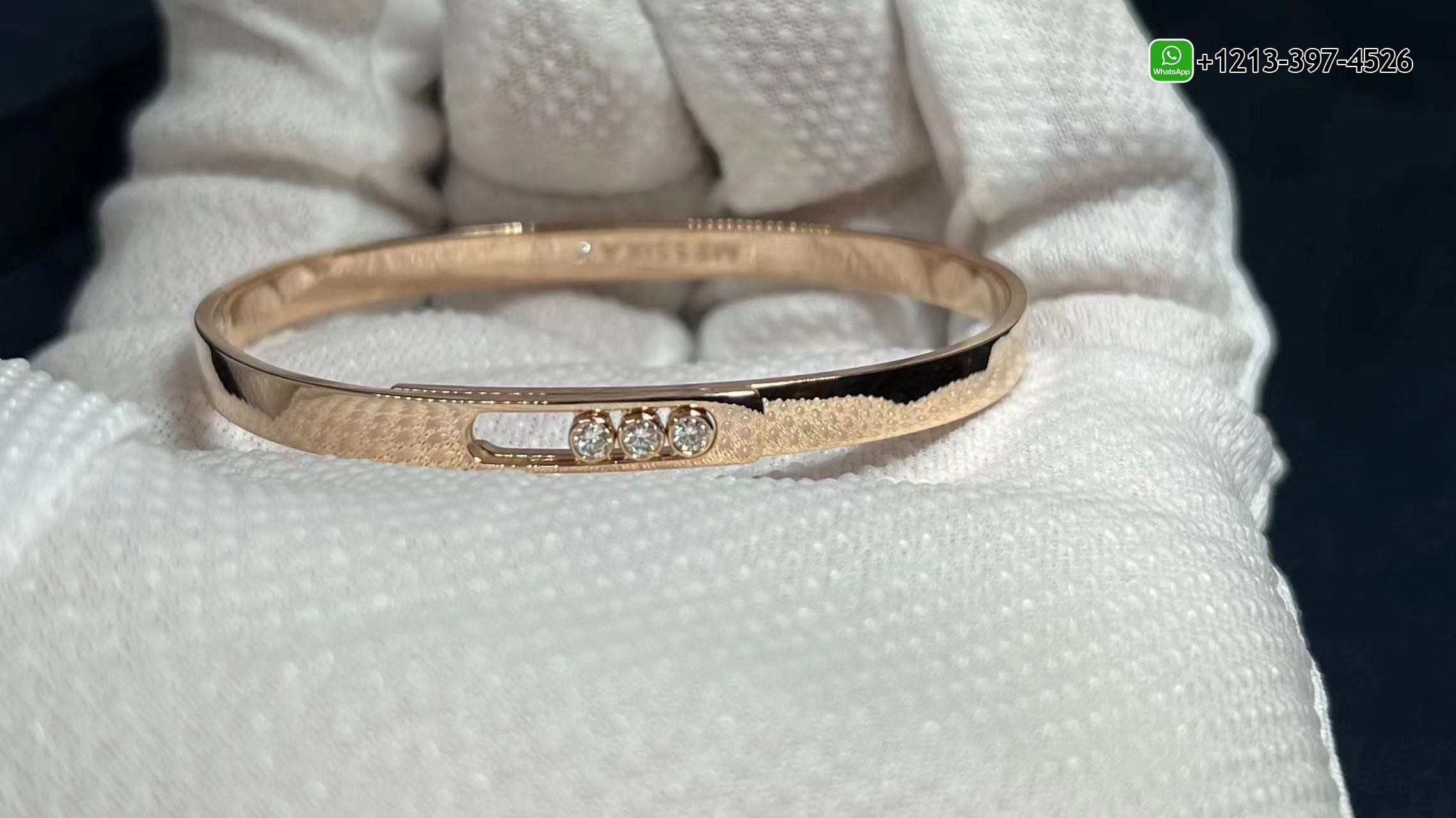 zu0sdv00y5e Best Quality 1:1 Copy Messika 18K Rose Gold 3 Diamond Move Noa Bangle Bracelet - High Quality 18k Gold and Diamond Luxury Distinctive Collection Designer Jewelry Customized Factory Price - Image 5
