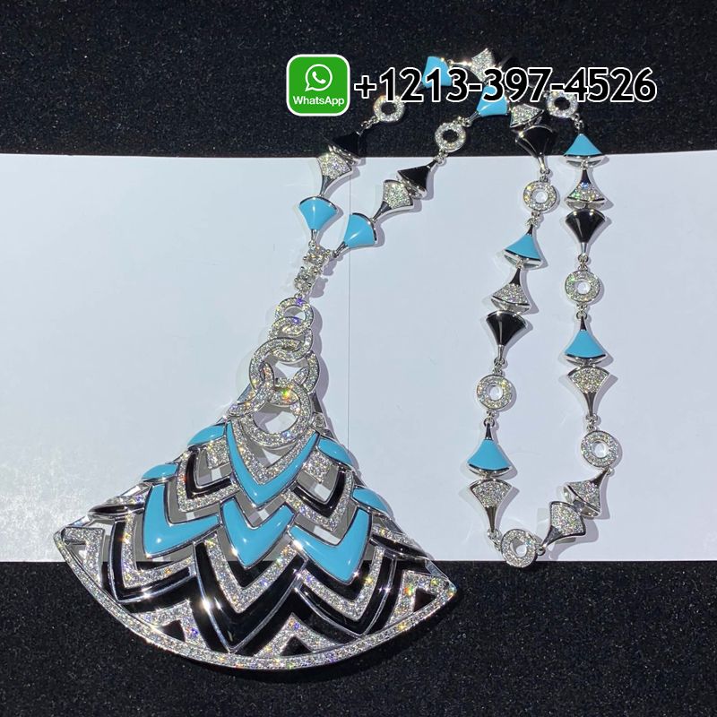 zx04a3bk4yy Custom Made Best Sellers Quality 1:1 Bulgari Divas’ Dream Necklace White Gold in Turquoise with Onyx and Diamonds High Jewelry - High Quality 18k Gold and Diamond Luxury Distinctive Collection Designer Jewelry Customized Factory Price